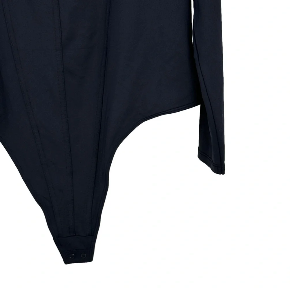 *House of Harlow 1960 Size XL Black Nylon/Elastane Square Neck Thong Bodysuit